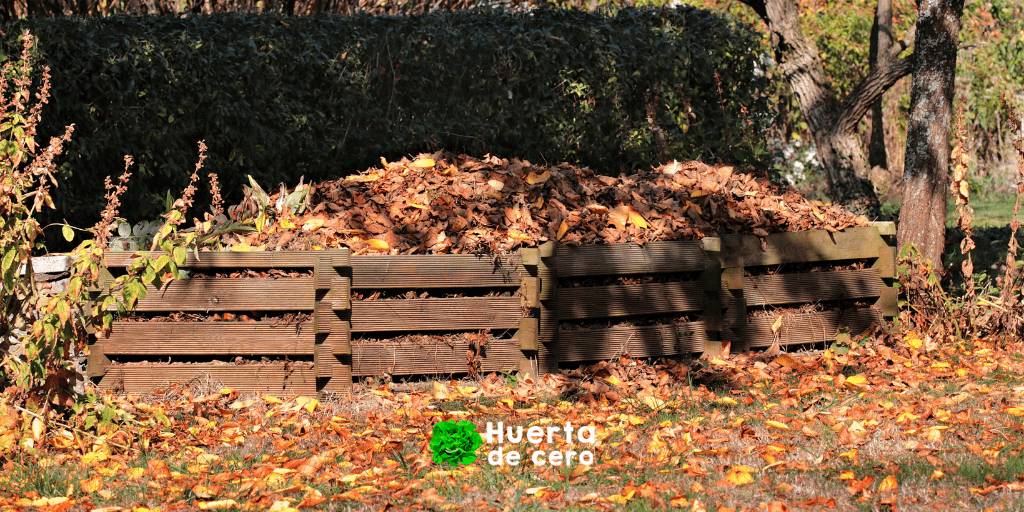 Hojas secas de otoño para compost